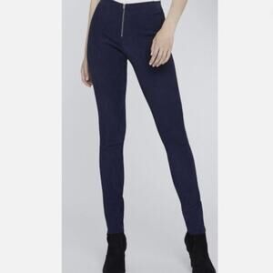 Alice + Olivia Front Zip Suede Leggings   NAVY, Size 2